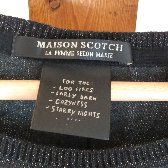 Maison Scotch Wool Blend Gray Pullover Sweater Blouse Long Sleeves Size 2 Sequin - Picture 3 of 16